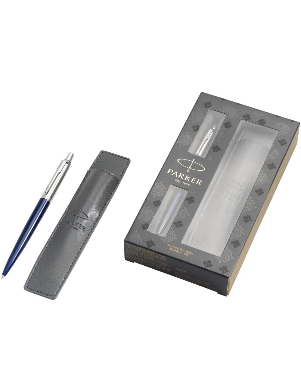 Parure cadeau bleu avec stylo et pochette Jotter Royal Blue