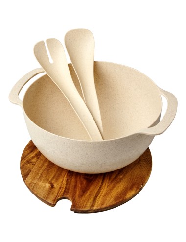 Saladier Lucha en fibre de paille de blé avec couverts de service