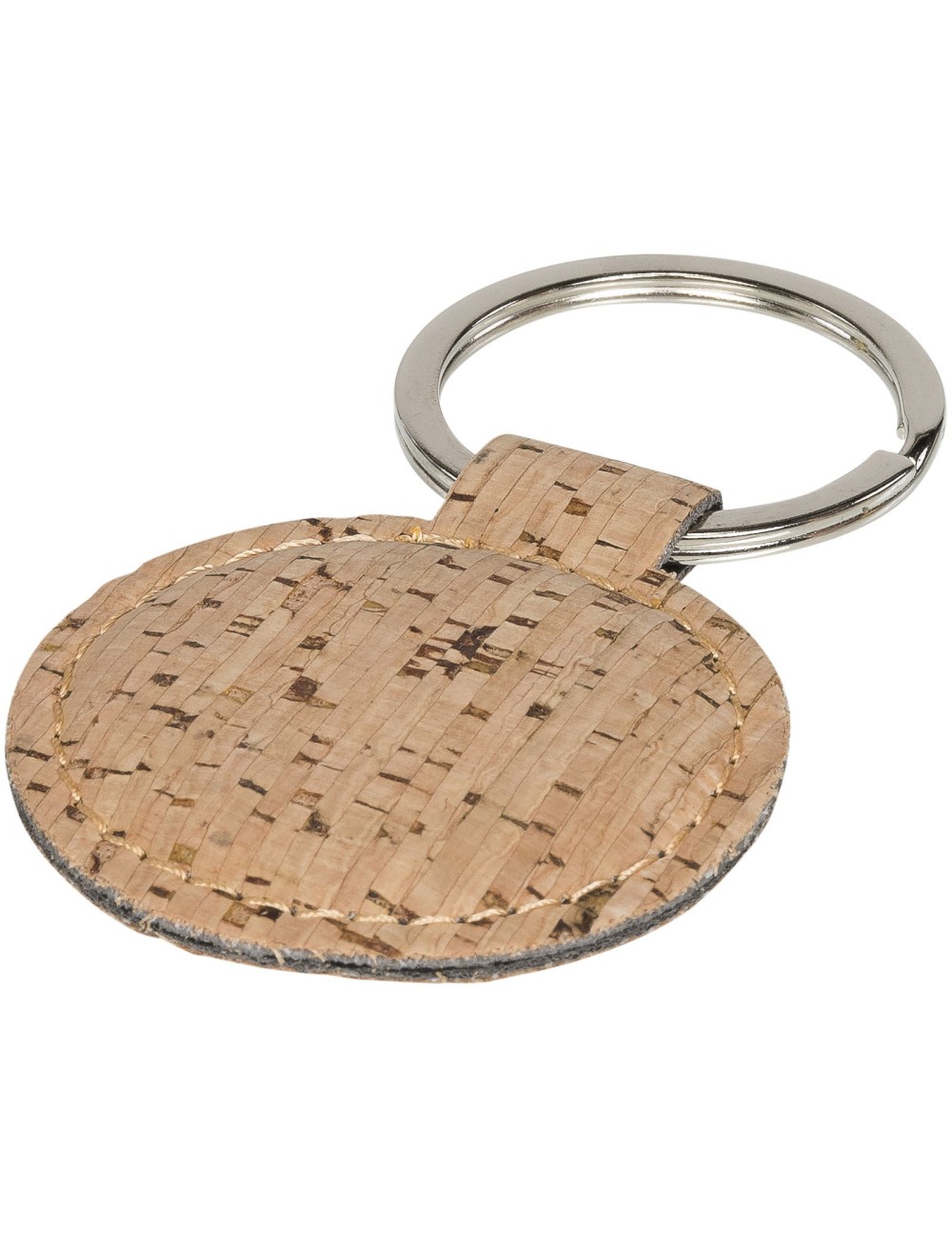 Porte-clés rond aspect liège.