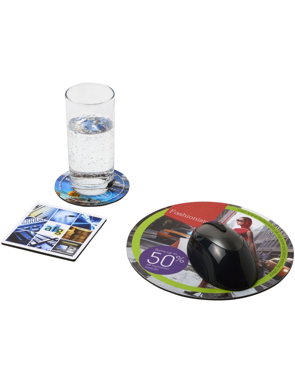 Ensemble de tapis de souris et de dessous de verre Q-Mat® 4
