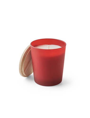 Bougie aromatique en cire de soja naturelle, en verre avec un couvercle en bois. Quantité jusqu'à 180g. Livré dans une boîte cad