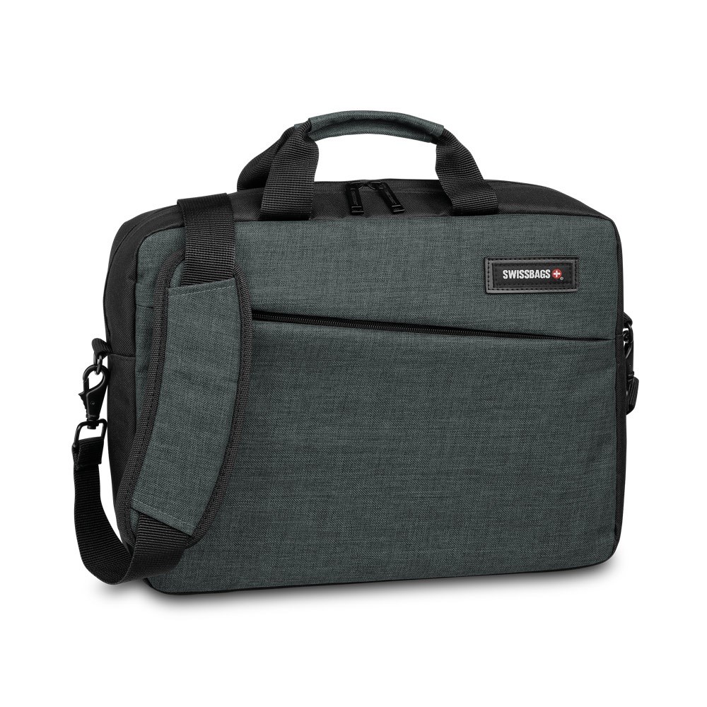Sacoche en polyester 600D pour ordinateur portable jusqu'à 15.6" avec doublure et bandoulière. 1 compartiment principal et 5 com