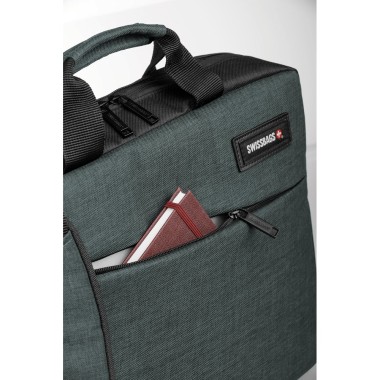 Sacoche en polyester 600D pour ordinateur portable jusqu'à 15.6" avec doublure et bandoulière. 1 compartiment principal et 5 com