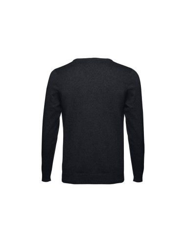 Pullover avec col en" V" pour homme en 70% coton et 30% polyamide (220 g/m²). Col, poignets et bas côtelé. Manches insérées à la