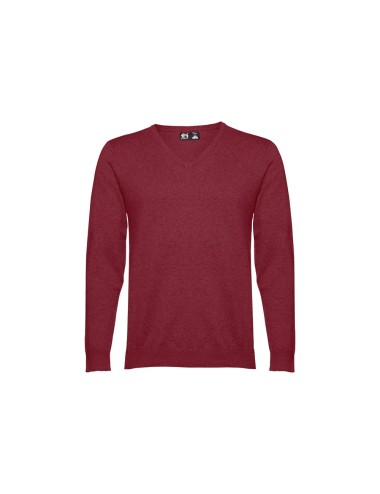 Pullover avec col en" V" pour homme en 70% coton et 30% polyamide (220 g/m²). Col, poignets et bas côtelé. Manches insérées à la