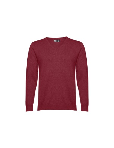 Pullover avec col en" V" pour homme en 70% coton et 30% polyamide (220 g/m²). Col, poignets et bas côtelé. Manches insérées à la