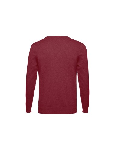 Pullover avec col en" V" pour homme en 70% coton et 30% polyamide (220 g/m²). Col, poignets et bas côtelé. Manches insérées à la