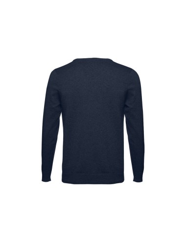 Pullover avec col en" V" pour homme en 70% coton et 30% polyamide (220 g/m²). Col, poignets et bas côtelé. Manches insérées à la