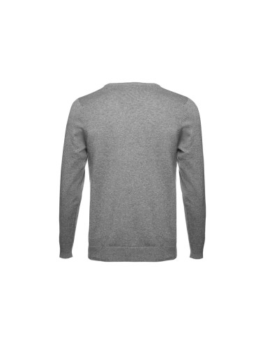Pullover avec col en" V" pour homme en 70% coton et 30% polyamide (220 g/m²). Col, poignets et bas côtelé. Manches insérées à la