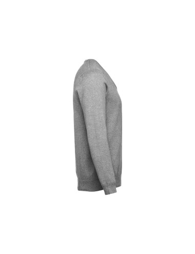 Pullover avec col en" V" pour homme en 70% coton et 30% polyamide (220 g/m²). Col, poignets et bas côtelé. Manches insérées à la