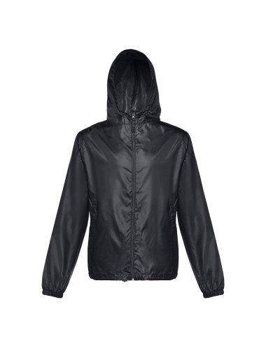 Coupe-vent pour enfant (unisexe) en taffetas 100% polyester (65 g/m²). Contient une capuche avec des bouchons de serrage et une 