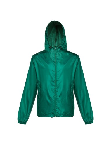 Coupe-vent pour enfant (unisexe) en taffetas 100% polyester (65 g/m²). Contient une capuche avec des bouchons de serrage et une 