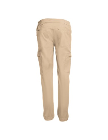 Pantalon en coton 98% et élasthanne 2% (240 g/m²). Contient 6 poches : 2 poches latérales avec fermeture, 2 poches avant et 2 po