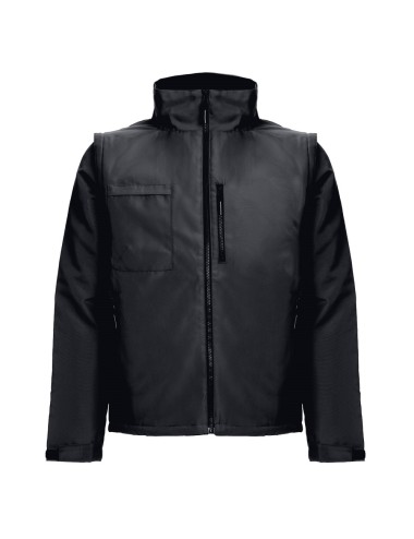 avec des manches amovibles à fermeture éclair. Contient un col doublé en polaire et trois poches à fermeture éclair. Accès zippé