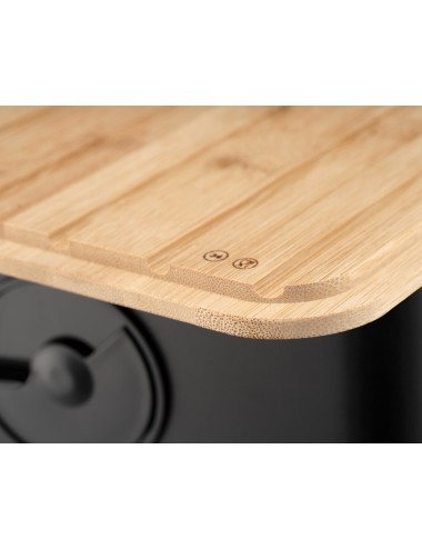 Grande boîte à pain en plastique avec couvercle en bambou. 365 x 138 x 237 mm