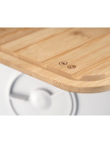 Grande boîte à pain en plastique avec couvercle en bambou. 365 x 138 x 237 mm