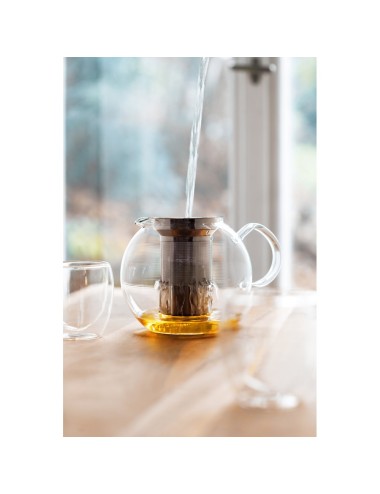 Bouilloire en verre avec filtre en acier inoxydable. Capacité jusqu'à 1 litre. 190 x 158 x 140 mm