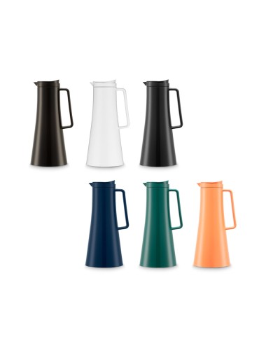 Bouilloire en acier inoxydable isolée sous vide. Le couvercle se referme automatiquement après chaque utilisation pour maintenir