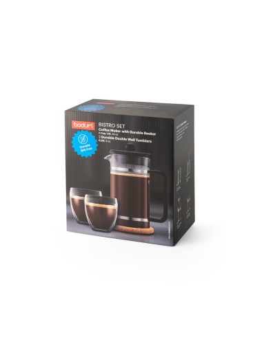 savoureux et écologique. La cafetière a une capacité allant jusqu'à 1 L et les tasses jusqu'à 250 mL. Livré dans un coffret cade