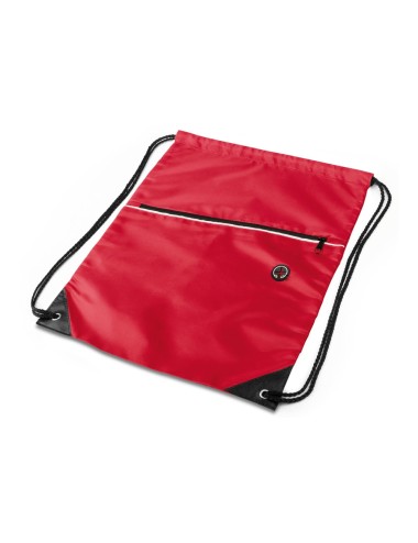 Sac à dos en polyester. 1 compartiment et 1 poche de rangement, trou pour le casque. 340 x 420 mm