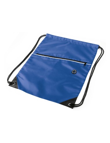 Sac à dos en polyester. 1 compartiment et 1 poche de rangement, trou pour le casque. 340 x 420 mm