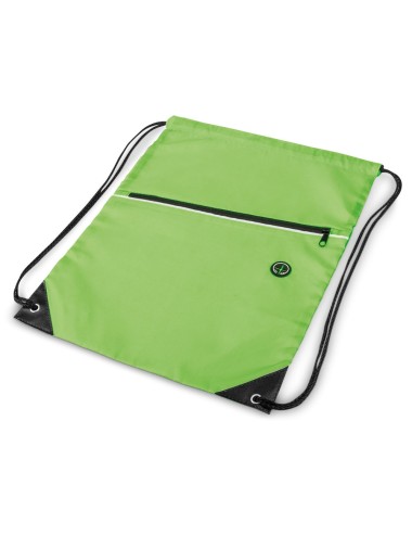 Sac à dos en polyester. 1 compartiment et 1 poche de rangement, trou pour le casque. 340 x 420 mm