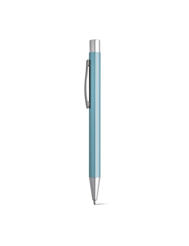 Stylo à bille en aluminium avec clip et finition mate. Encre bleue. ø10 x 137 mm