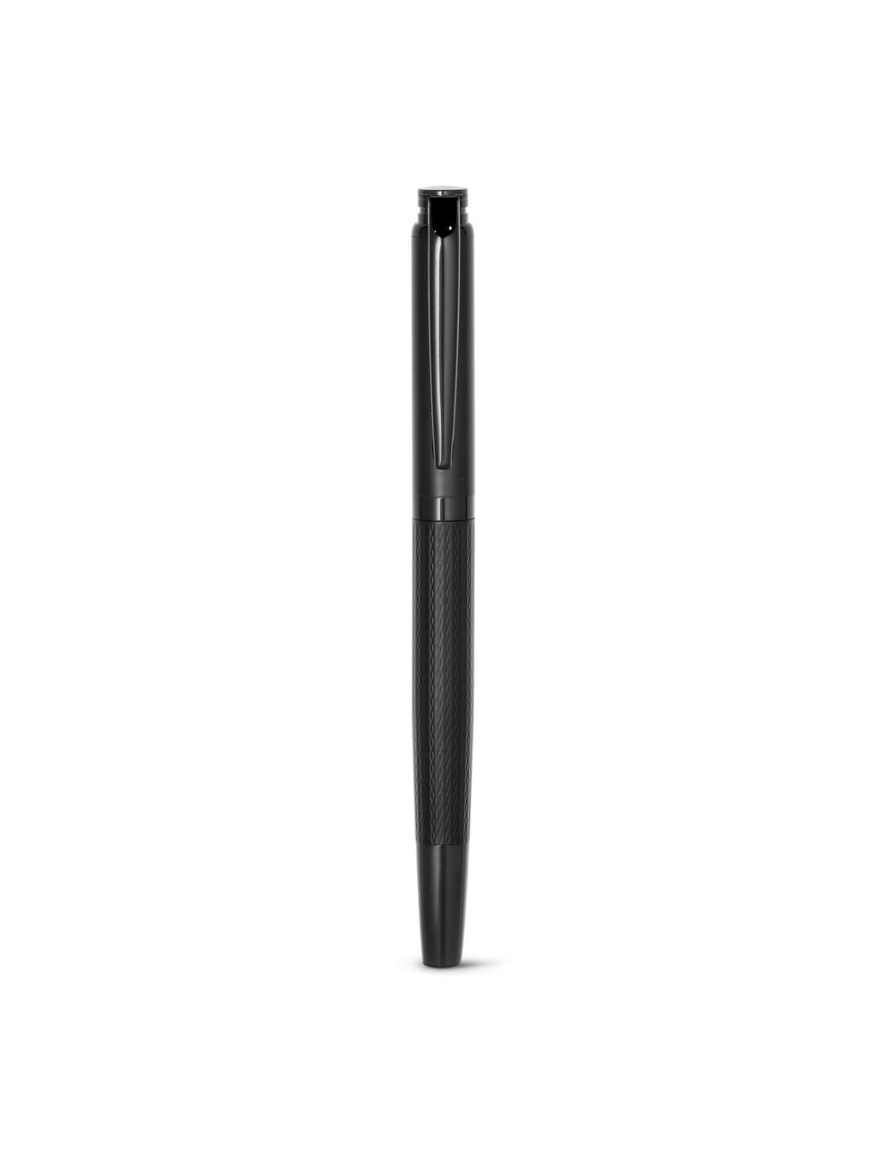 Roller en métal avec relief discret sur le corps. Fourni dans un écrin matelassé. Encre noire ø11 x 137 mm | Coffret: 179 x 55 x