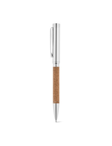 Stylo à bille en liège et métal, inspiré du chêne-liège. Stylo éco-responsable avec mécanisme twist et clip metalique. Encre ble