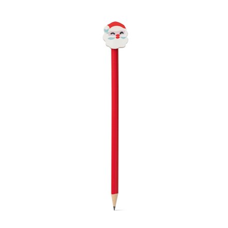 Crayon fusain taillé avec personnages de Noël en caoutchouc. 3 figures différentes. ø7 x 188 mm