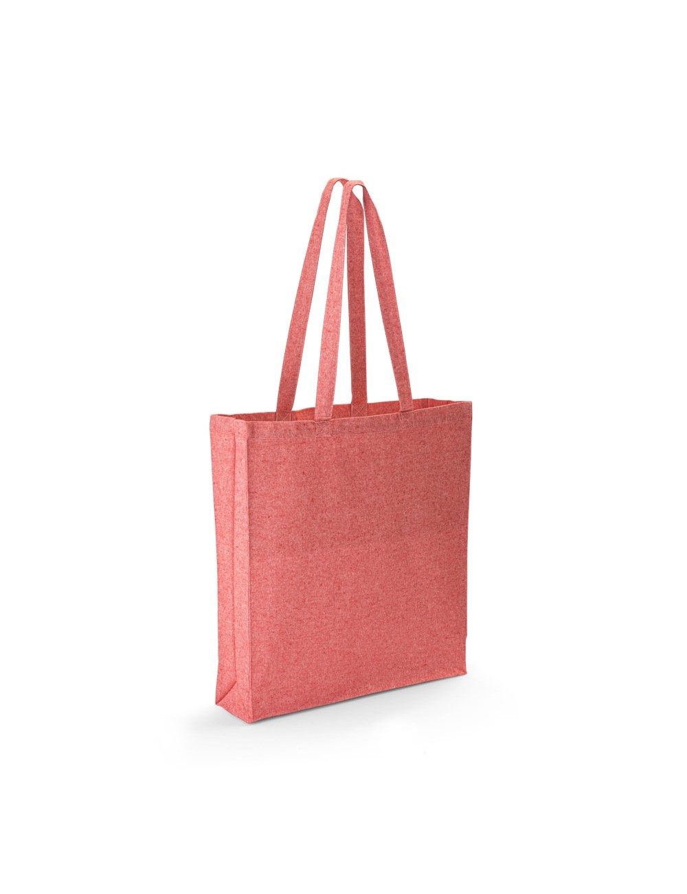 Sac avec coton recyclé (140 g/m²) avec anses de 68 cm. 380 x 410 x 100 mm
