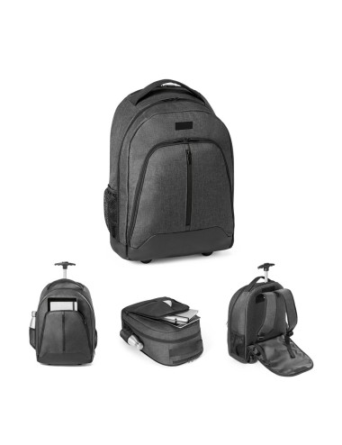 Sac à dos à roulettes pour ordinateur portable en 600D haute densité et polyester 600D imperméable. Compartiment principal pour 