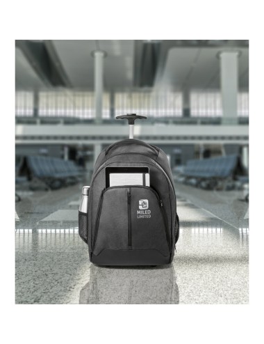 Sac à dos à roulettes pour ordinateur portable en 600D haute densité et polyester 600D imperméable. Compartiment principal pour 