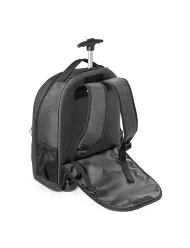 Sac à dos à roulettes pour ordinateur portable en 600D haute densité et polyester 600D imperméable. Compartiment principal pour 