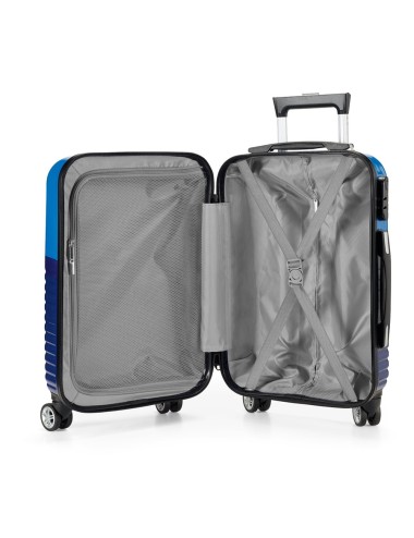 poignée extensible en aluminium et fermeture de sécurité avec code de sécurité sur le côté. Ce trolley à une capacité de 33 L et