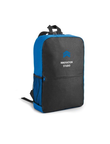 Sac à dos pour ordinateur en 600D. Contient poche frontale avec fermeture et poche latérale en filet. Compartiment principal ave