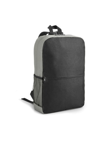 Sac à dos pour ordinateur en 600D. Contient poche frontale avec fermeture et poche latérale en filet. Compartiment principal ave