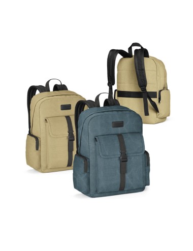 Sac à dos pour ordinateur en coton canevas pré-lavé. Compartiment principal doublé