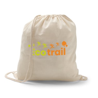 Sac à cordolette 100% coton (103 g/m²) fermeture par cordelette. 370 x 410 mm