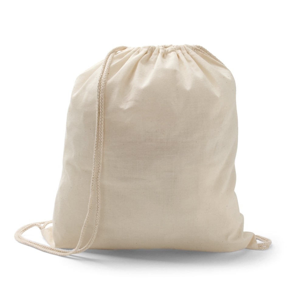 Sac à cordolette 100% coton (103 g/m²) fermeture par cordelette. 370 x 410 mm