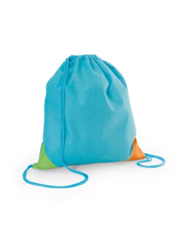 Sac à dos non tissé (80 m/g²) avec coins triangulaires colorés. 300 x 350 mm