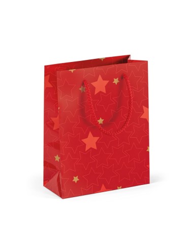 Petit sac en papier couché avec pelliculage brillant (170 g/m²). Avec un carton et une base en carton pour la personnalisation. 