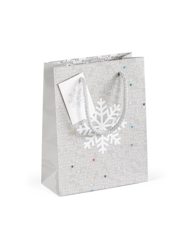 Petit sac en papier couché avec pelliculage brillant (170 g/m²). Avec un carton et une base en carton pour la personnalisation. 