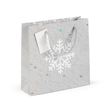 Sac en papier couché avec lamination brillante (170 g/m²). Base carton et carte pour personnalisation. 250 x 250 x 80 mm | Cordo