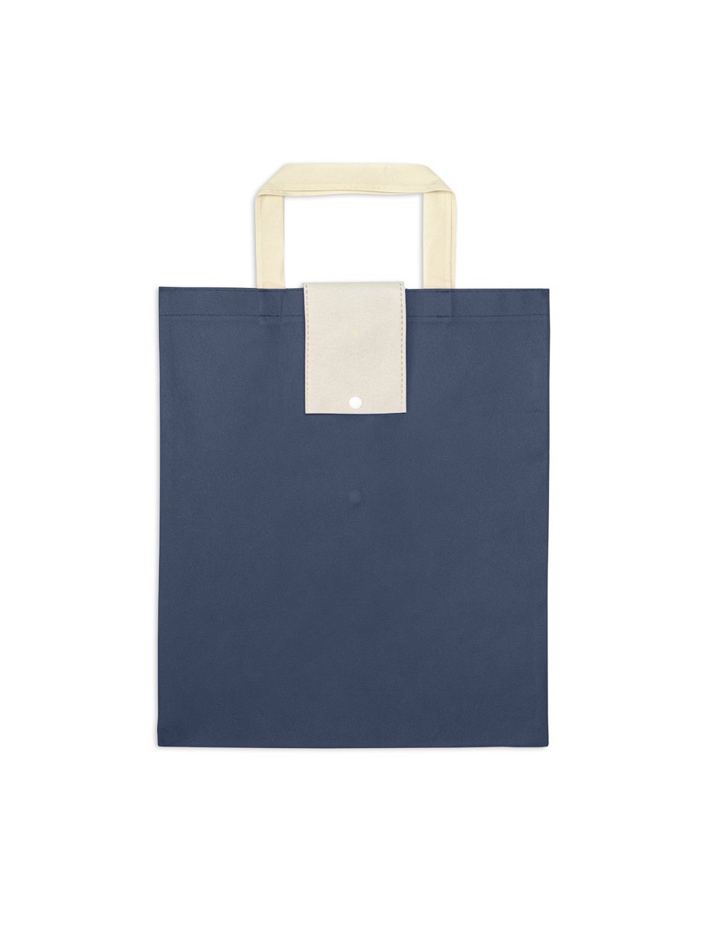 Sac pliable non tissé (80 g/m²) avec anses de 35 cm. Ce produit est livré plié. Mesure ouverte: 350 x 410 x 100 mm | Mesure plié