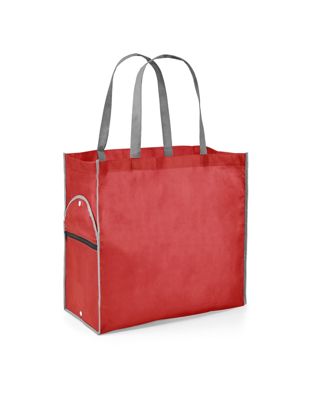 Sac shopping pliable en non tissé (80 g/m²) avec anses de 65 cm. Livré déplié. Mesure ouverte: 450 x 400 x 200 mm | Mesure pliée
