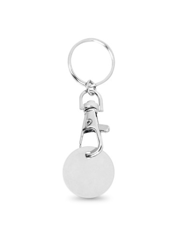 Porte-clés métallique forme pièce de monnaie. 23 x 80 mm