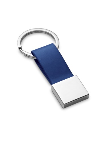 Porte-clés rond en métal et simili cuir. Livré sous coffret cadeau. 20 x 56 x 5 mm