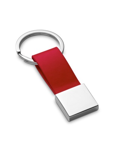 Porte-clés rond en métal et simili cuir. Livré sous coffret cadeau. 20 x 56 x 5 mm