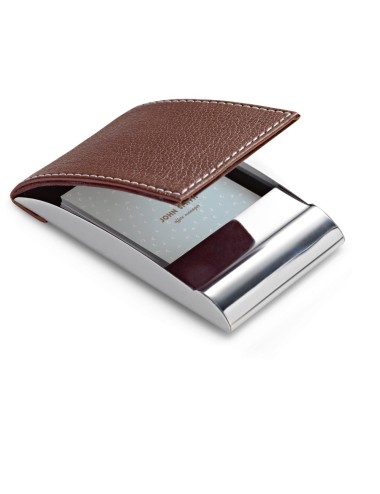 Porte-cartes en métal et simili cuir. Ce produit est fourni dans un coffret. 97 x 63 x 14 mm | Boîte: 105 x 70 x 15 mm